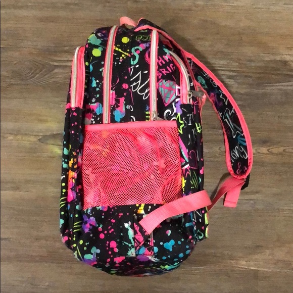 justice paint splatter backpack